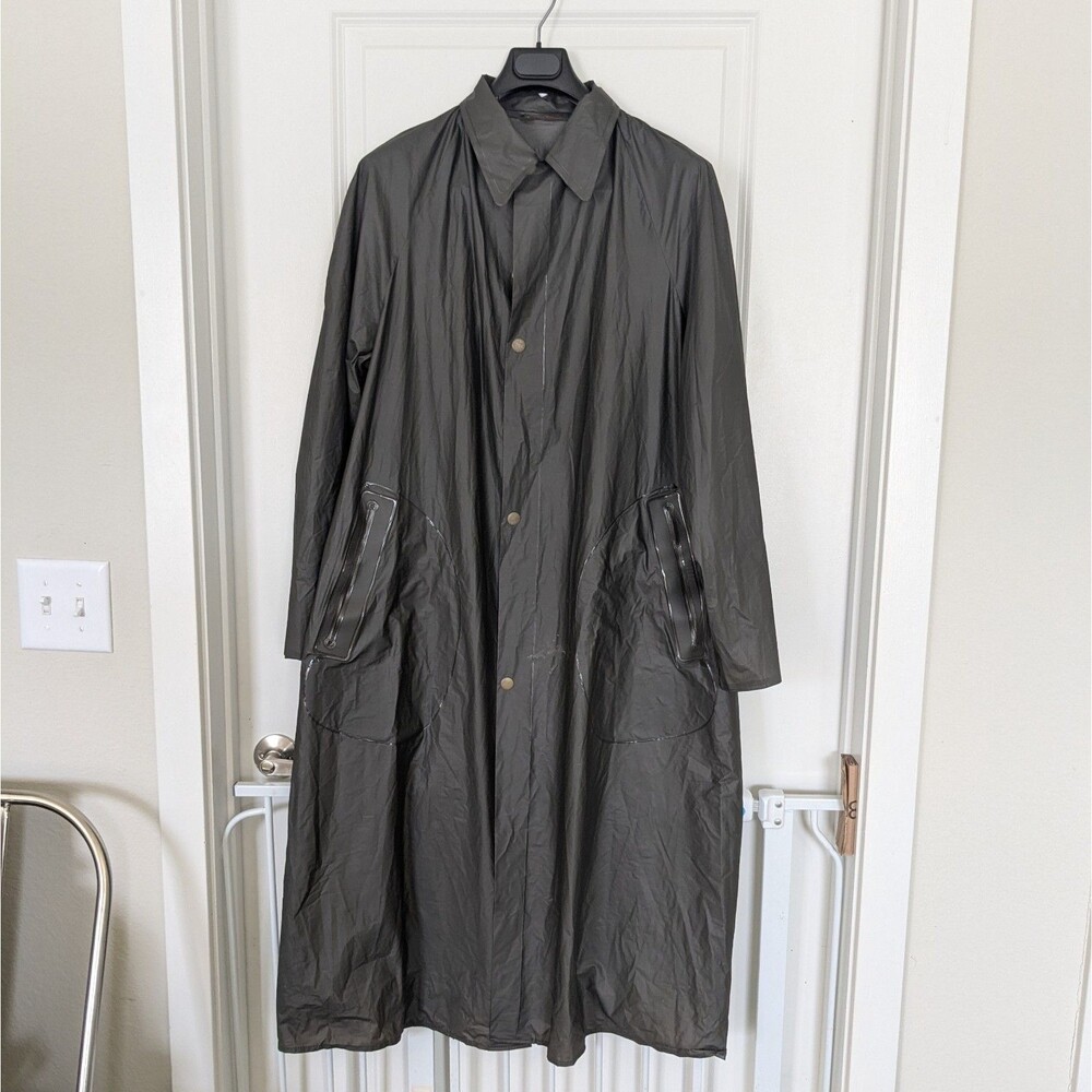 Vintage 1950s Bakelite Krene Mens Raincoat M Smoke Gray Plastic Trench Coat